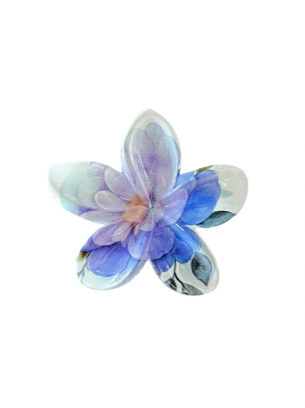 Plumeria Light Purple Green Orchid Floral Wild Flower 3” Lobster Claw Hair Clip